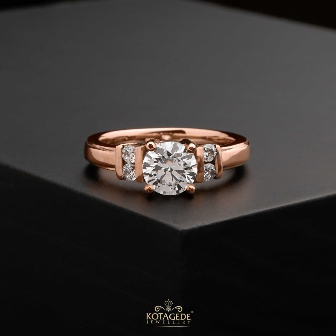 Cincin Kawin Tunangan Rosegold Big Round Crystal RG0525