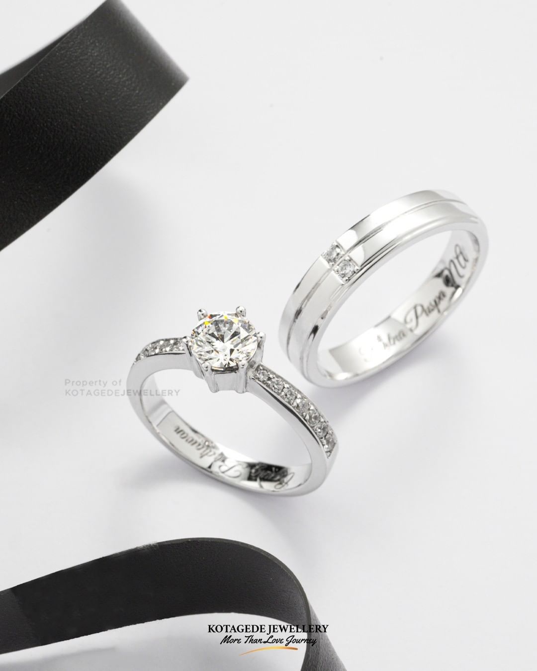 Cincin Kawin Tunangan Platidium Emas Putih Solitaire Eternity PTD0539WG