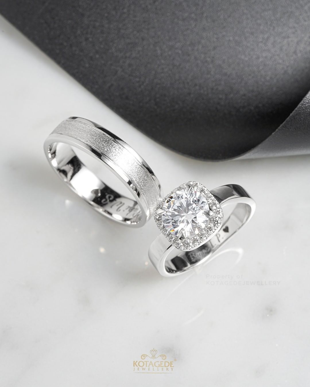 Cincin Kawin Tunangan Platidium Emas Putih Big Diamond PTD0555WG