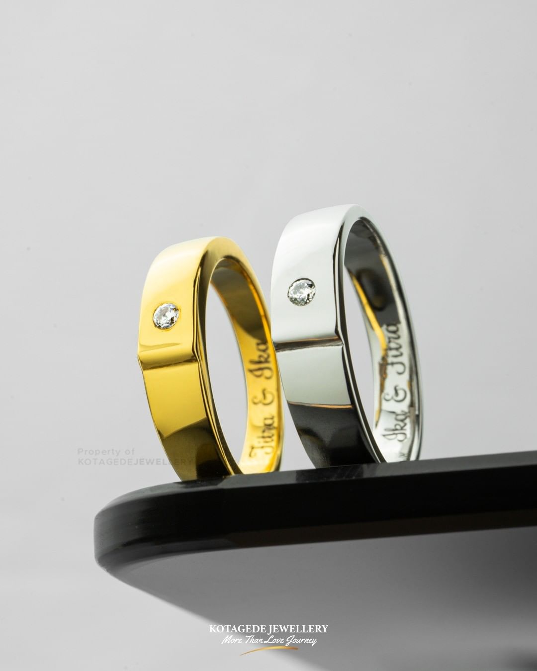 Cincin Kawin Tunangan Platidium Emas Kuning Couple Solitaire Simple PTD0562YG