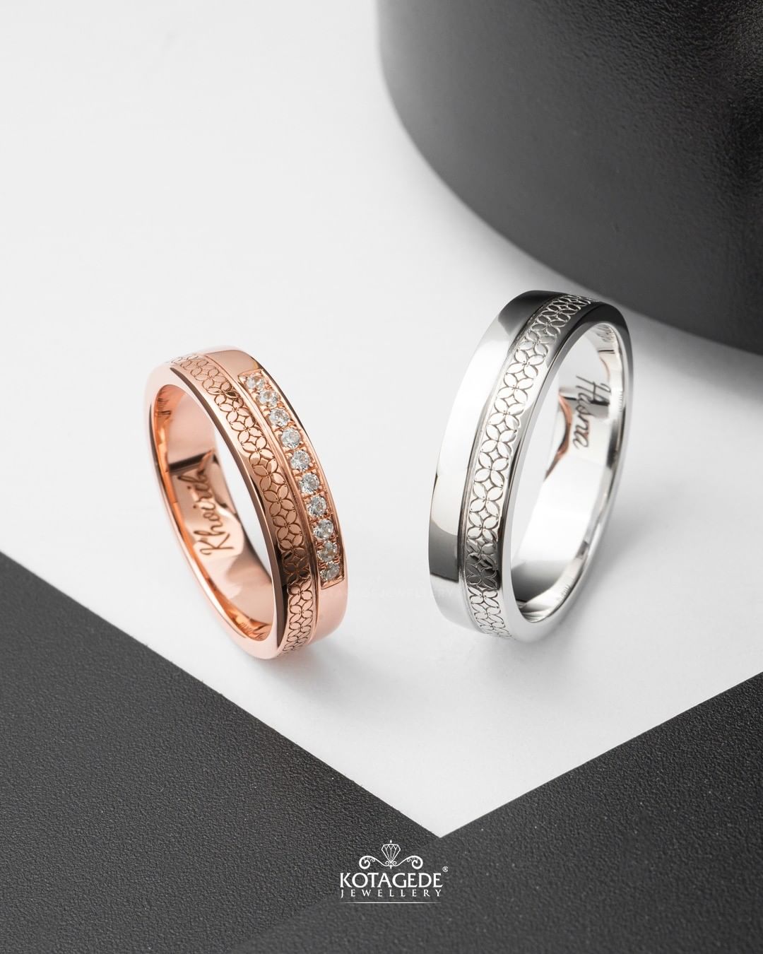 Cincin Kawin Tunangan Platidium Rosegold Laser Batik Kawung PTD0669RG